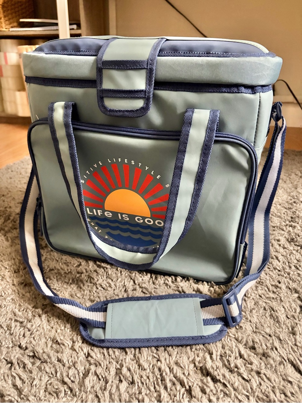 Life Is Good Light Blue Cooler Tote Bag